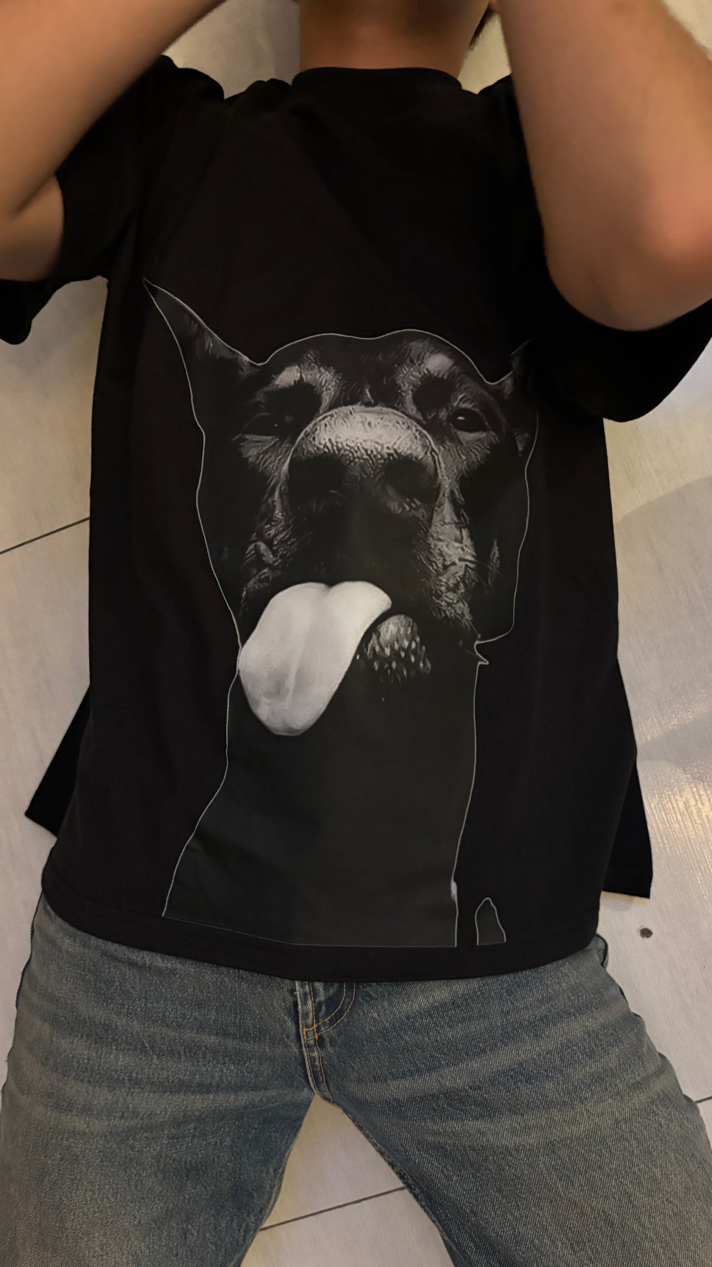 Black Doberman oversized T-shirt